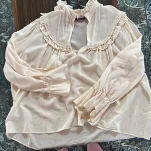 Elegant Cream Ruffled Women's Top